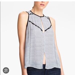 Alc Sleeveless Embellished Silk Top Size Xs dot print pattern